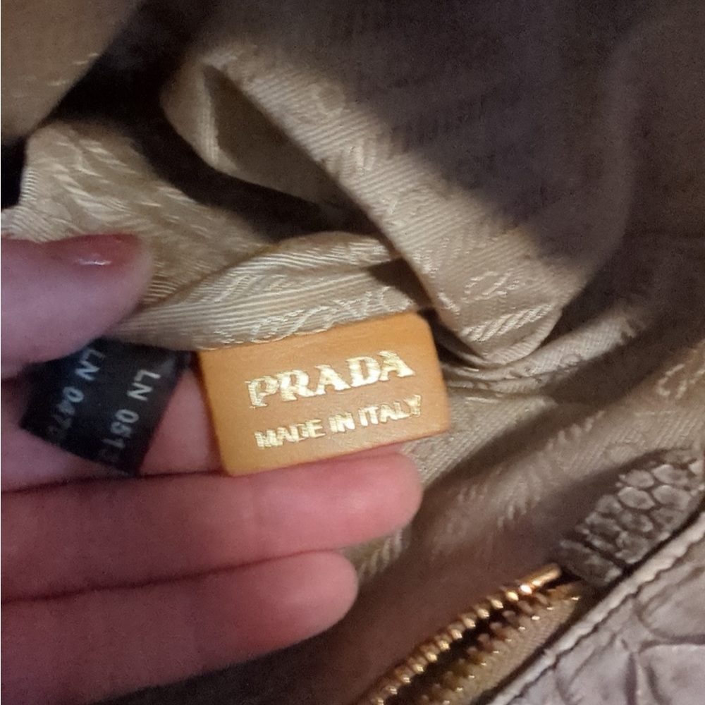 Prada Tan and Brown Snake Print Satchel - Picture 6 of 12